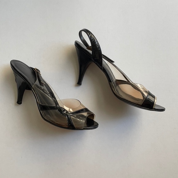 Shoes - Authentic vintage 1950’s black and clear pinup kitten high heels size 6.5 vlv